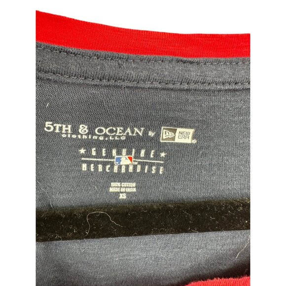 Braves Baseball T-Shirt Navy Red Accents New Era Women's XS 100% Cotton - Picture 9 of 10